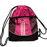 Adidas  Pink/Black Lightweight Drawstring Backpack/ Bookbag Photo 0