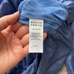 Sincerely Jules NWT  Long Sleeve V-Neck Satin Blouse Women’s Size Small Blue Photo 3