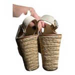 Vera Wang  Lavender Label Mary Ann Ivory Leather Slingback Jute Wedge Sandals 9 Photo 2