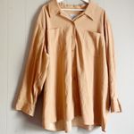 basic editions BASIC EDITION VINTAGE 90s Baggy Fit Tan Faux Silk Button Shirt 3XL Photo 0