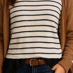 RXB Striped Lace Hem Sweater Top | Black White Long Sleeve | Women’s M Size M Photo 0