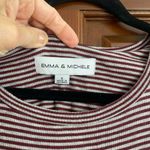 Emma & Michele  striped 3/4 sleeve boat neck midi dress leather tie belt Small Photo 2