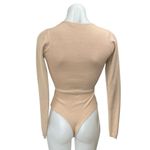 ASTR The Label Women's Beige Nude Knit Long Sleeve Cutout Bodysuit Top Size XS Photo 1