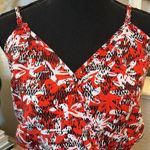 Banana Republic Shorts Romper Faux Wrap Red and Black Floral Photo 2