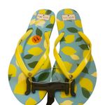 Kate Spade New York Lemon Print Flip Flops Sandals Size 11 Yellow Blue Photo 2