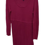 Chadwick's  red pleated long dress medium rayon holiday Christmas long sleeve Photo 0