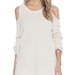 Free People  Sunrise Sunset Sweater Size Small Cream Thermal Knit Cold Shoulder Photo 0