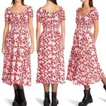 Betsey Johnson  Strawberry Fields Smocked Challis Puff Sleeve Milkmaid Maxi Dress Photo 1