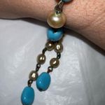 Vintage Sleeping Beauty Turquoise and Cultured Pearl Bracelet Blue Photo 1