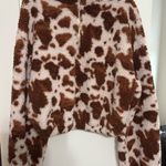 Boutique  Cow Print Quarter Zip Photo 1