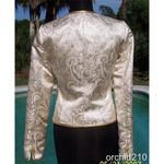 Cache Gold / Silver Metallic Brocade Top Jacket Lined Rhinestone Button $198 NWT Size 2 Photo 5