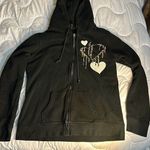 Large Heart Hoodie Black with Zipper and front pockets Photo 0