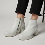 Ecco Shape Sculpted Motion 35 Women’s Sz 8.5 Cream Leather Platform Ankle Boots Photo 1