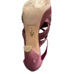 Pour La Victoire VERO CUOIO Maroon Platform Strappy Gold Zipper Heels Size 8 Photo 8