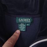 Lauren Ralph Lauren Navy Blue Velour Bomber Jacket sz L Vintage Preppy Size M Photo 1