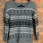 American Eagle Women's Striped Crewneck Knit Pullover Sweater Gray Black Size S Photo 0