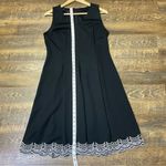 Talbots Embroidered Ponte Fit & Flare Dress Black White Women’s 8 V Neck Photo 7