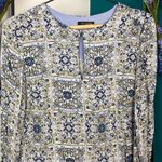 Massimo Dutti  blue floral patterned keyhole top f1 Photo 3