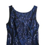 Calvin Klein Womens 4 Midnight Blue Mesh Sequin Cocktail Dress Photo 3