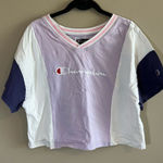 Champion ✨  Women’s Purple Color Block Crop Top Small Photo 0