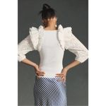 Anthropologie NWT $128 Dolan • • Sweater • Eyelet Ruffle Sleeve • Small • Ivory Photo 1