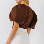 Endless Rose Brown Puff Sleeve Top  Photo 1