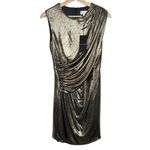 Halston Heritage New Women’s Halston Tiara Dress In Metallic Jersey Size 4 Photo 1