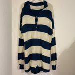 FP Beach Free People Beach Knit Picnic Stripe Sweater Romper In Sailers Blue Combo medium Photo 1