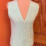 Vtg 70s mint green cardigan vest Size M Photo 4