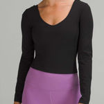 Lululemon  Align Long Sleeve Black Cropped V Neck Yoga Top Size 6 Photo 0