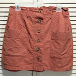 One Clothing  Terra-cotta Color Button Down Mini Skirt Size L‎ Pockets Lined Photo 0