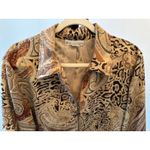Dress Barn Animal Print Lightweight Zip Blazer Size Large Safari Tan Brown Black Photo 1