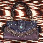 Y2K 2000s Gothic Whimsygoth Southwestern Navajo Purple Brown black Turquoise Bead Leather Silver Studded Rhinestone Shoulder Hand Bag Purse #cross #skull #angel #wings Photo 0