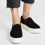 Vince Black Suede Leather Sneakers Women's Slip On Platform Shoes Photo 0