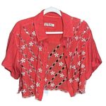 Free People Wild One Crop Top button up sz S bright coral Photo 9