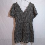 EXPRESS  Black and White Eyelet Textured Patterned Short Sleeve Romper Size L Photo 7
