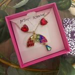 Betsey Johnson Betsy Johnson Rainbow Necklace Red Heart Earrings Set Photo 1