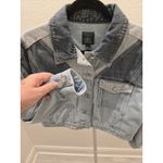 Wild Fable ​ S Patchwork Denim Jacket Cropped Two-Tone Light Dark Wash Y2K Photo 2