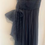 BCBGMAXAZRIA BCBG Strapless silk gown maxi floor length black flowy bow size 2P 2 Petite Photo 3