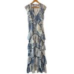 Alexis  Loordes Blue White Tie Dye Tiered Ruffle Maxi Dress Size XS Photo 1