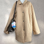 Dennis Basso  Quilted Jacket Women’s 1X Gold Beige Silk Shell Quiet Luxury Chic Photo 0