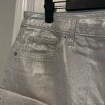 Old Navy NWT  Size 12 Silver Shine Metallic Zip Stretch Denim A Line Mini Skirt Photo 2