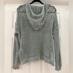 Nicole Miller Artelier Open Knit Hooded Sweater Sage Green Coastal sz Medium Photo 6