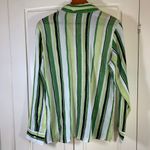 Old Navy  Button Shirt Women XL Green Striped Cotton Gauze Semi Sheer Perfect Fit Photo 2