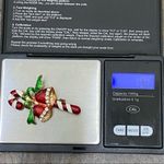 Vintage Happy Holidays Christmas Present Gift Earrings & Candy Cane Brooch Set Photo 9