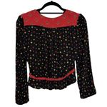 Free People Where We Roam Black and Red Printed Cropped Blouse - Size S Photo 3