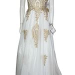 Say Yes Juniors' Strapless Embellished Ballgown Ivory Sz 1/2 White Photo 1