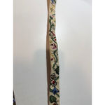 Vintage Needlepoint Leather Belt – Floral Bird Cottagecore Womens M Tan Photo 3