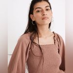 Madewell  Lucie Smocked Peplum Top in Antique Gold Photo 8