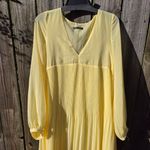 ZARA NEW  pleated flowy yellow maxi midi dress L Photo 7